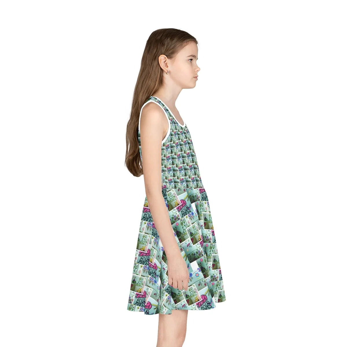 Girls' Sleeveless Sundress (AOP) FLOWER DOODLES