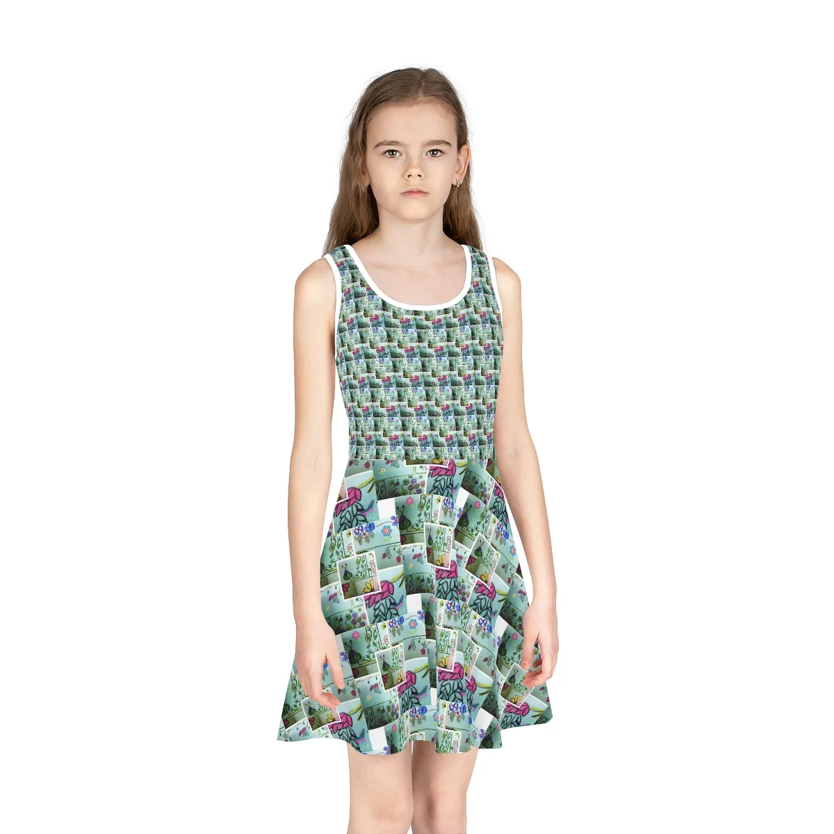 Girls' Sleeveless Sundress (AOP) FLOWER DOODLES