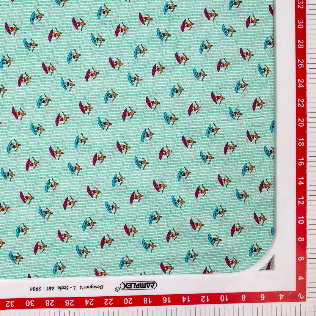 Green Kids Print Poplin Cotton Fabric