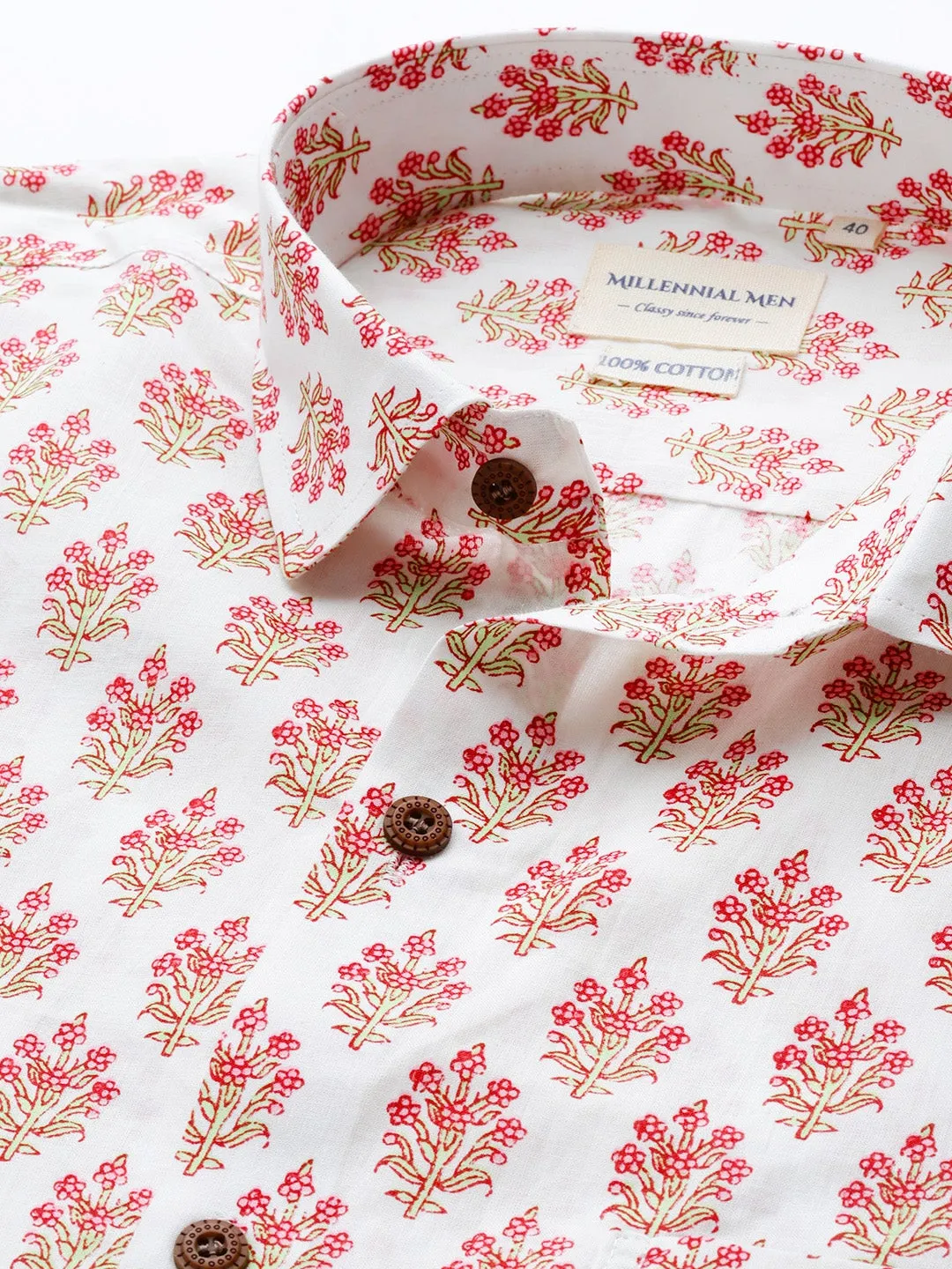 Millennial Men White Cotton Half Sleeves Shirt-Mmh06