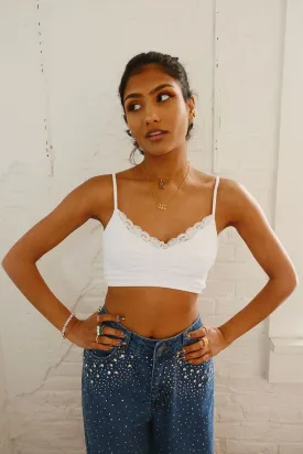 Myrtle Lace Trim Shirred Bralette Top