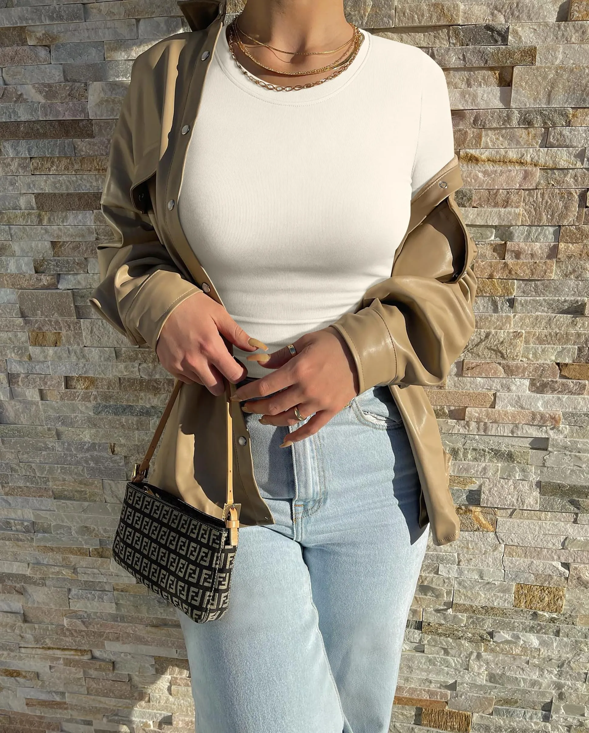 OQQ Womens 2 Piece Shirts Short Sleeve Crew Neck Ruched Stretch Fitted Tee Shirts Crop Tops Pea Green Beige