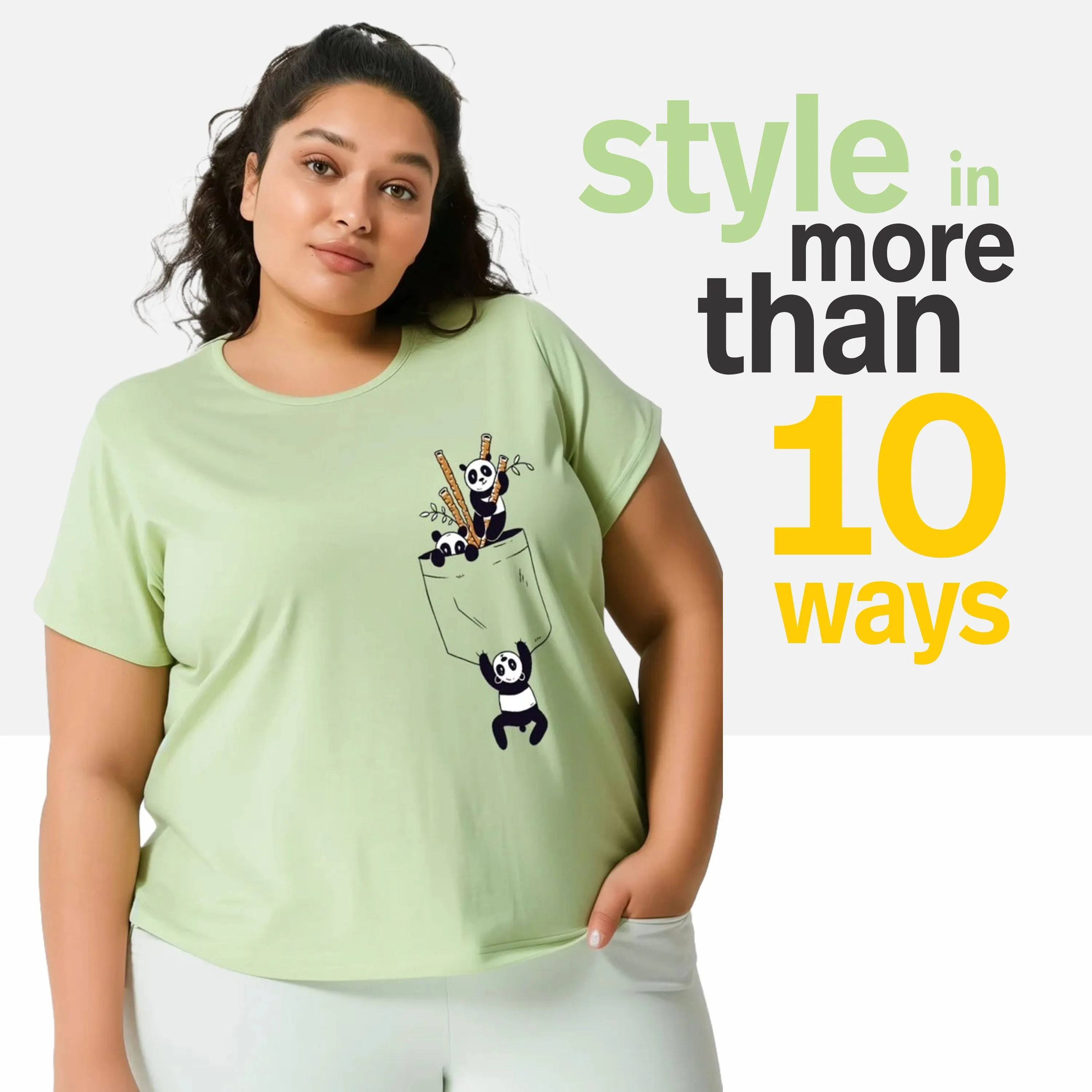 Pocket Panda Women Plus Size T-shirt
