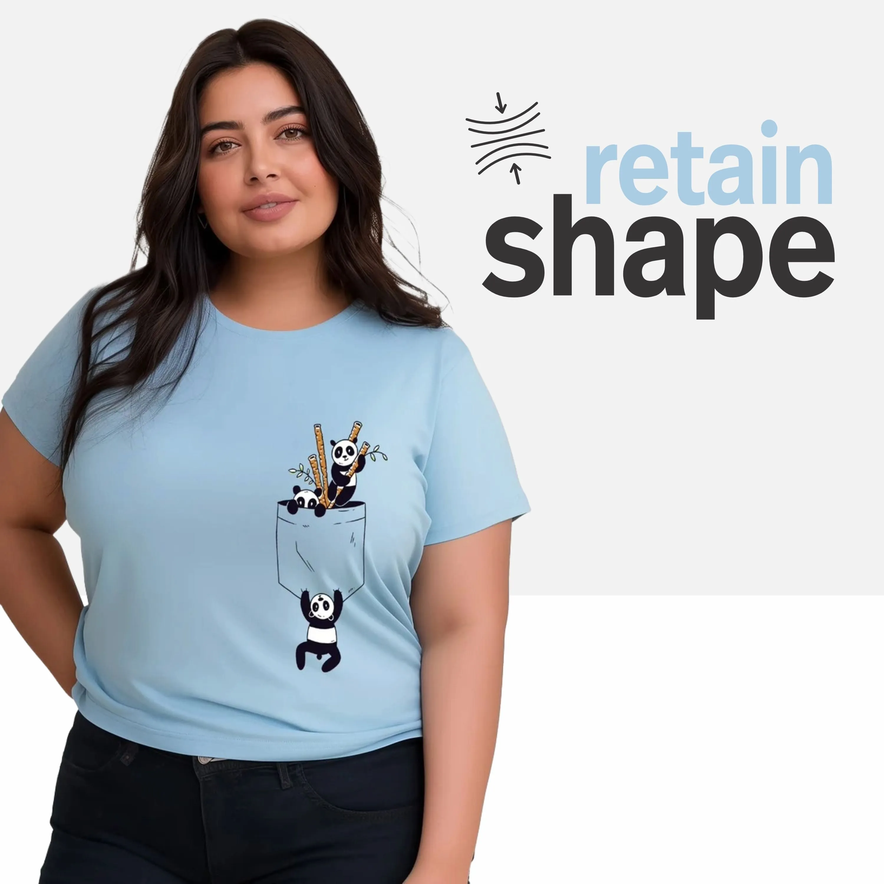 Pocket Panda Women Plus Size T-shirt