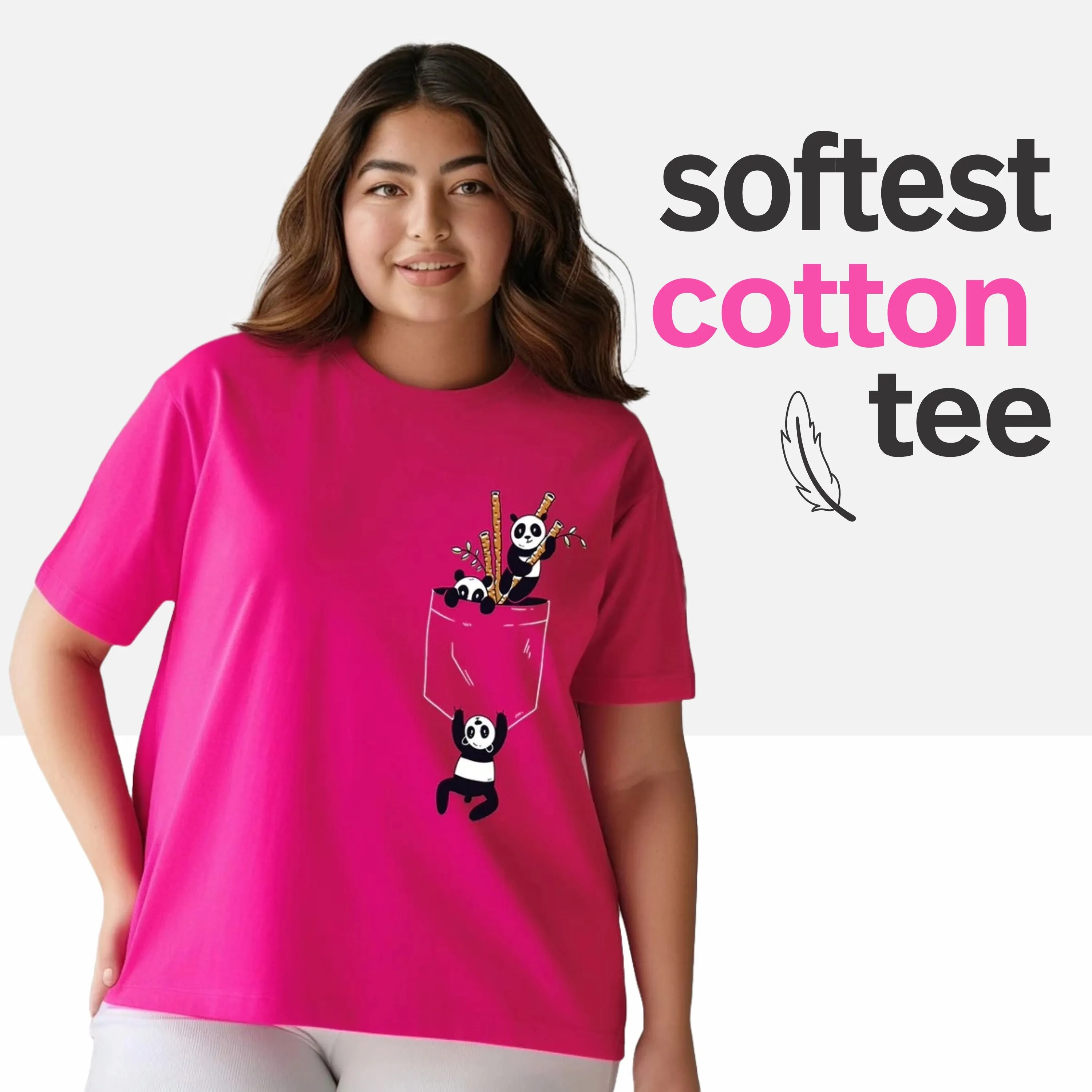 Pocket Panda Women Plus Size T-shirt