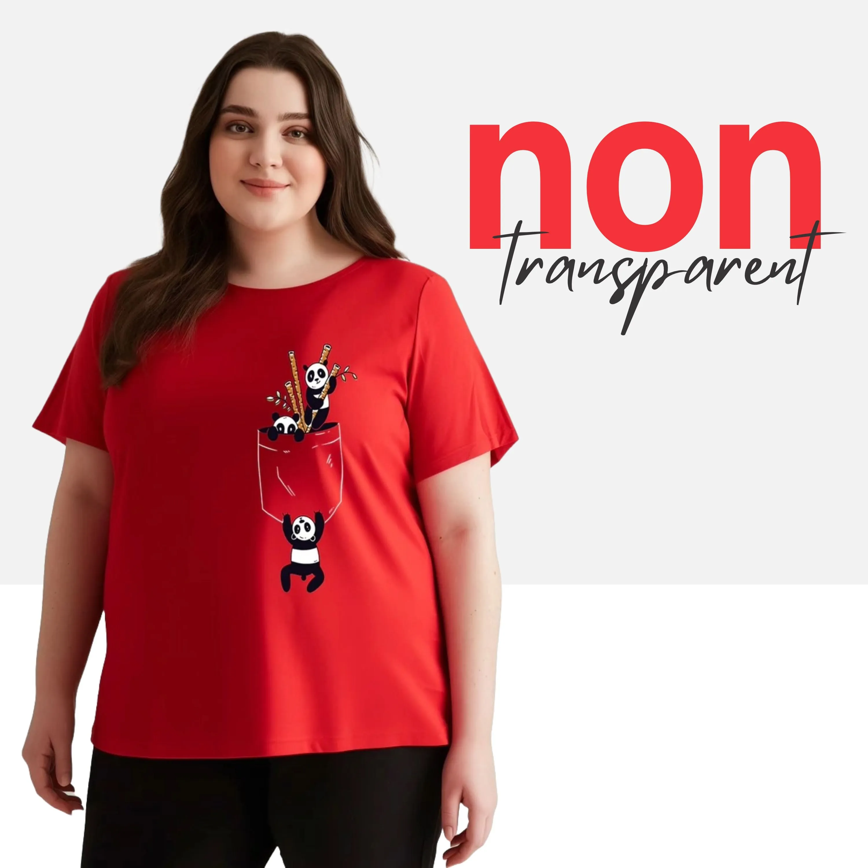 Pocket Panda Women Plus Size T-shirt