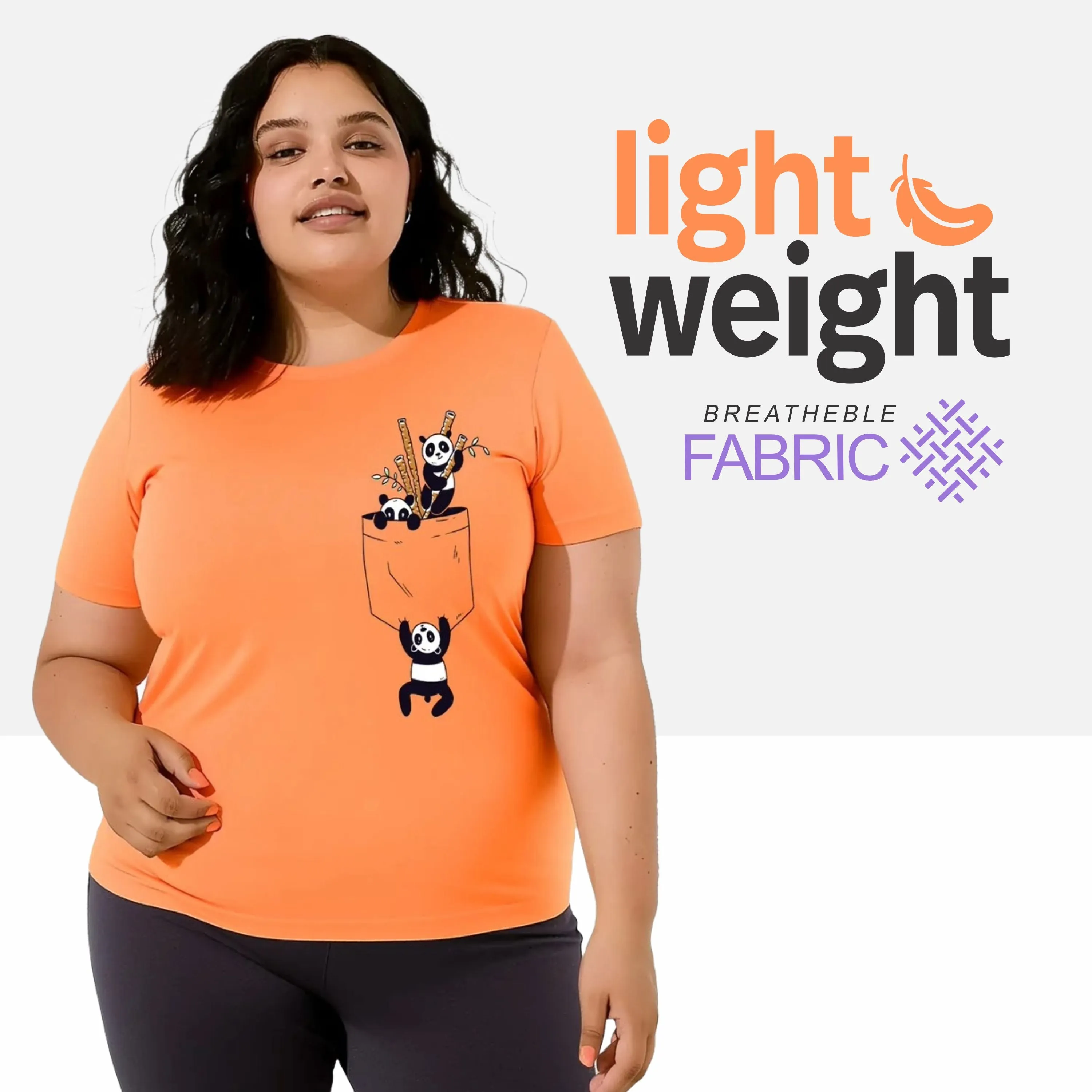 Pocket Panda Women Plus Size T-shirt