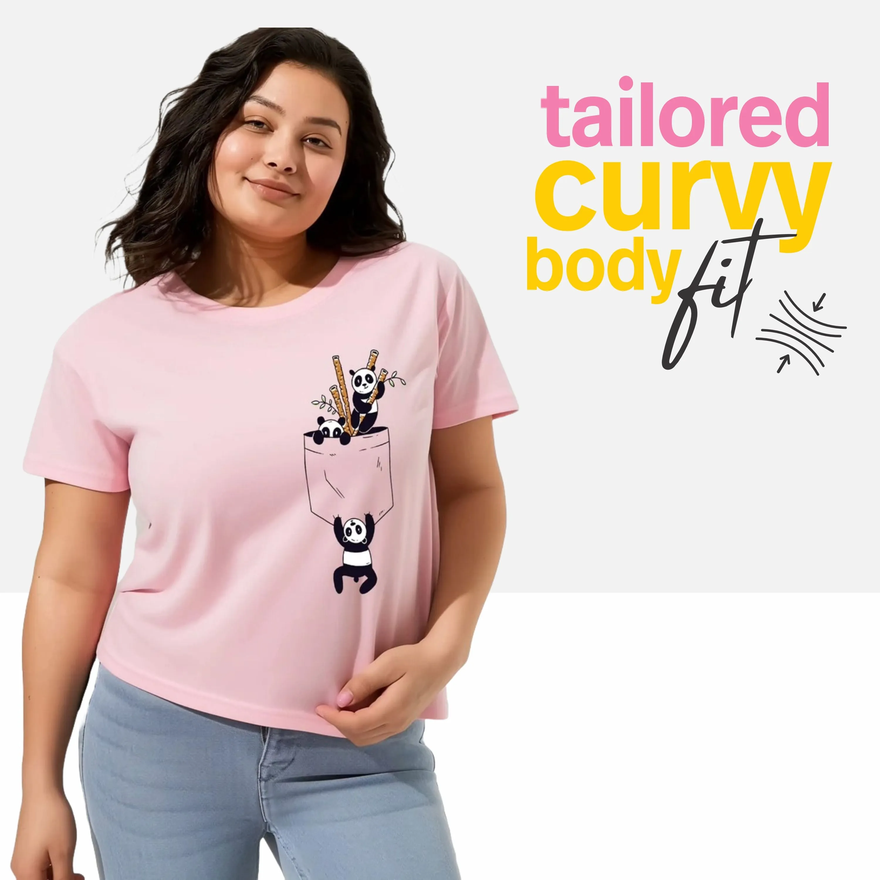 Pocket Panda Women Plus Size T-shirt