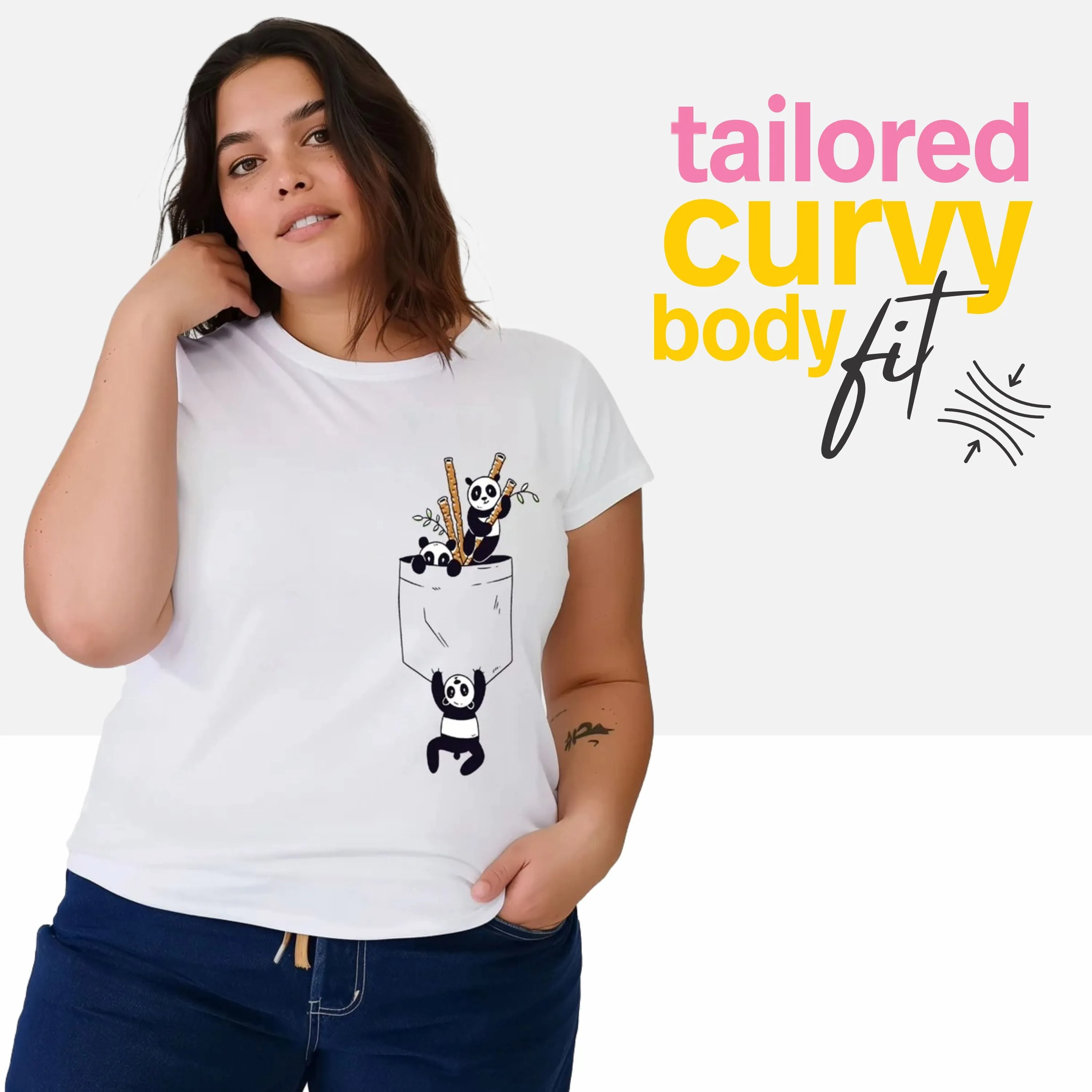 Pocket Panda Women Plus Size T-shirt