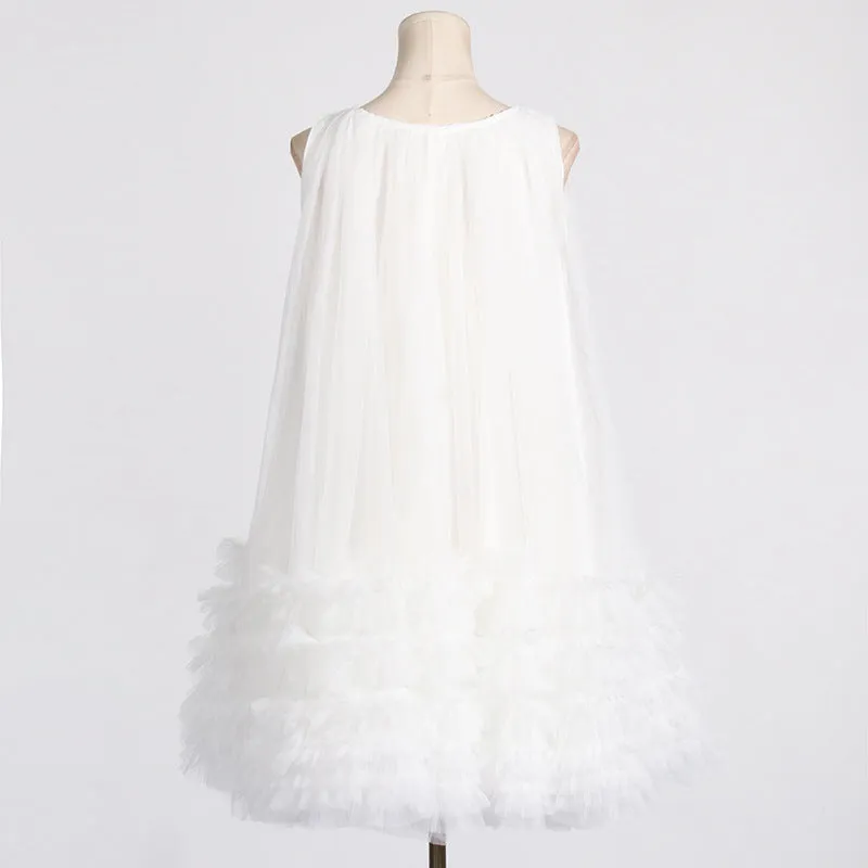 Ruffle Patchwork Sleeveless Mesh Dress