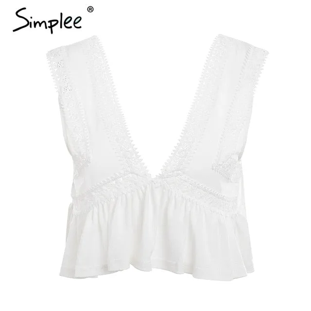 Simplee Sexy v neck chiffon camisole tank women