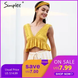 Simplee Sexy v neck chiffon camisole tank women