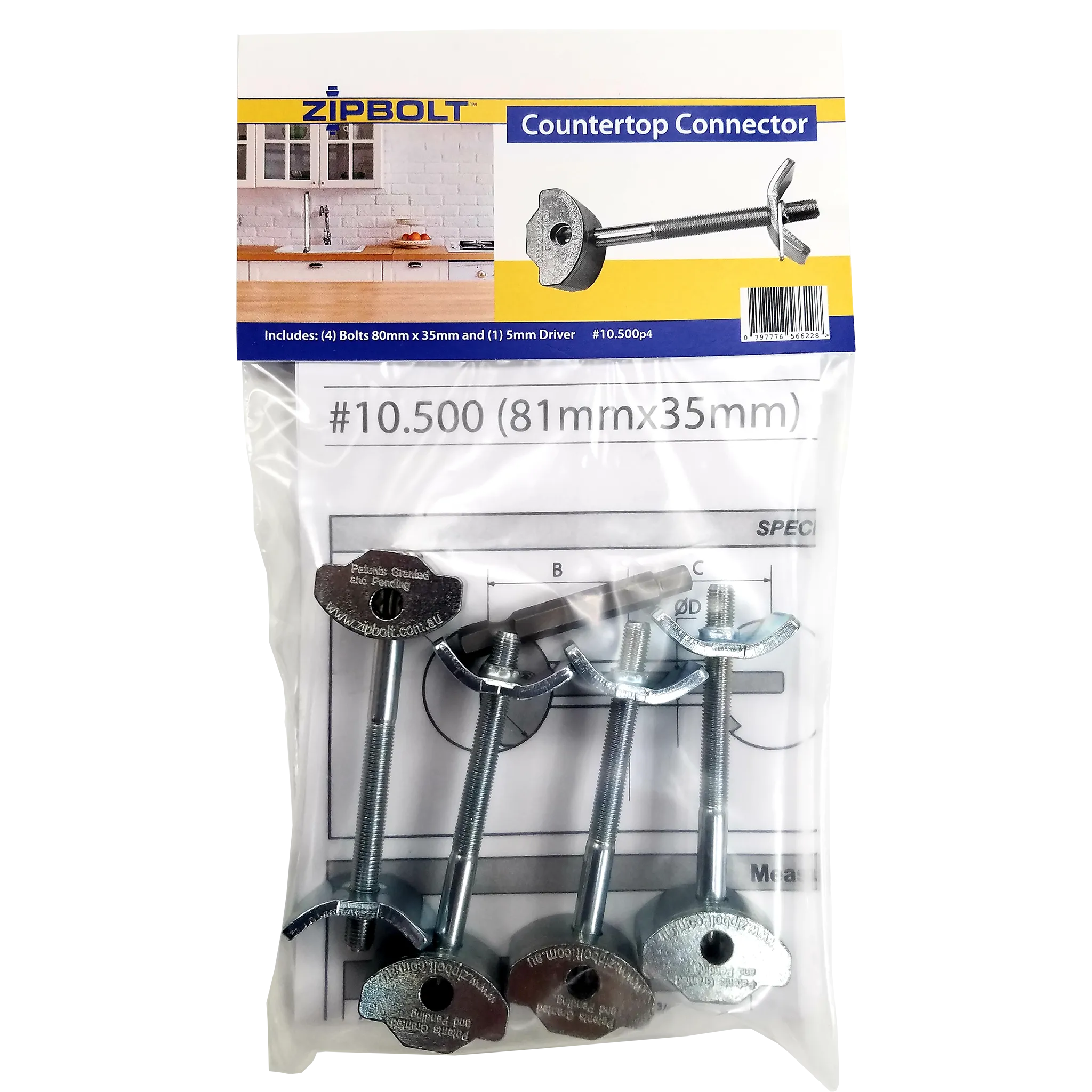 Zipbolt UT 80mm x 35mm Counter Top Connector Multipack